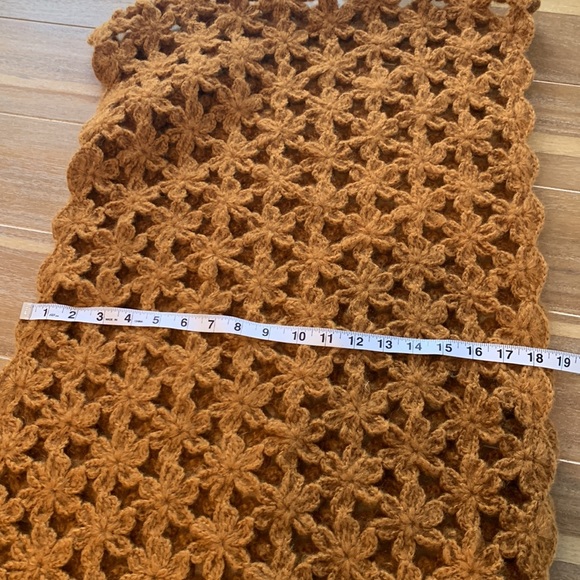 ZARA | Huge and Cozy Burnt Orange Openwork Knit Scarf (Not Wool) | 80” x 18” - Picture 4 of 4